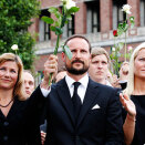 23 July - 21 August: The Crown Prince and Crown Princess attend sereral memorial ceremonies and visit the berieved in the wake of the tragedies in Oslo and at Utøya island. (See separate album marked 22. july 2011)  (Photo: Vegard Grøtt / Scanpix)